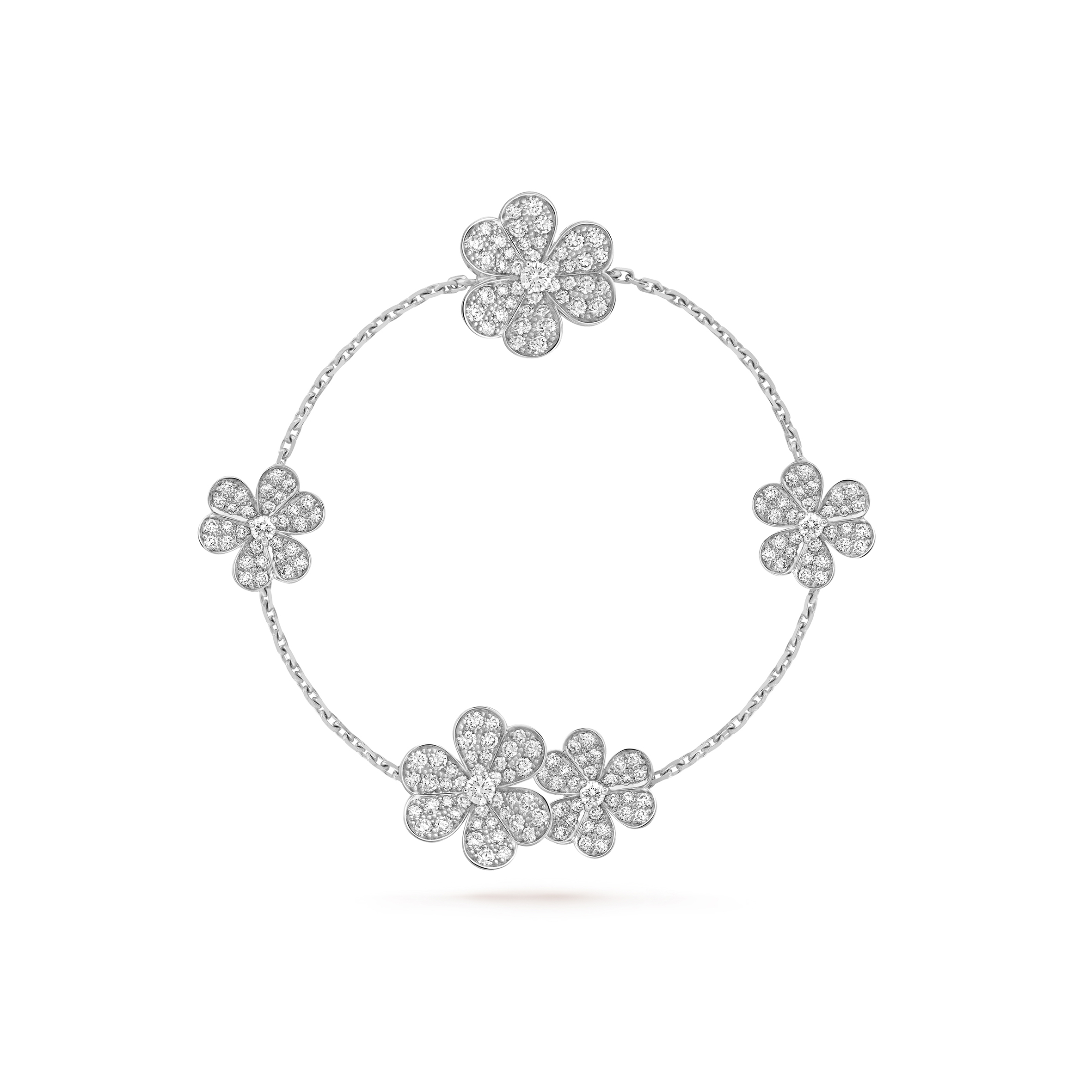 VAN CLEEF ARPELS FRIVOLE BRACELET, 5 FLOWERS - WHITE GOLD, DIAMOND  VCARP6L700